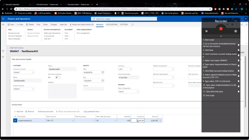 XPLUS autonomous testing running inside Dynamics 365 Finance and Operations